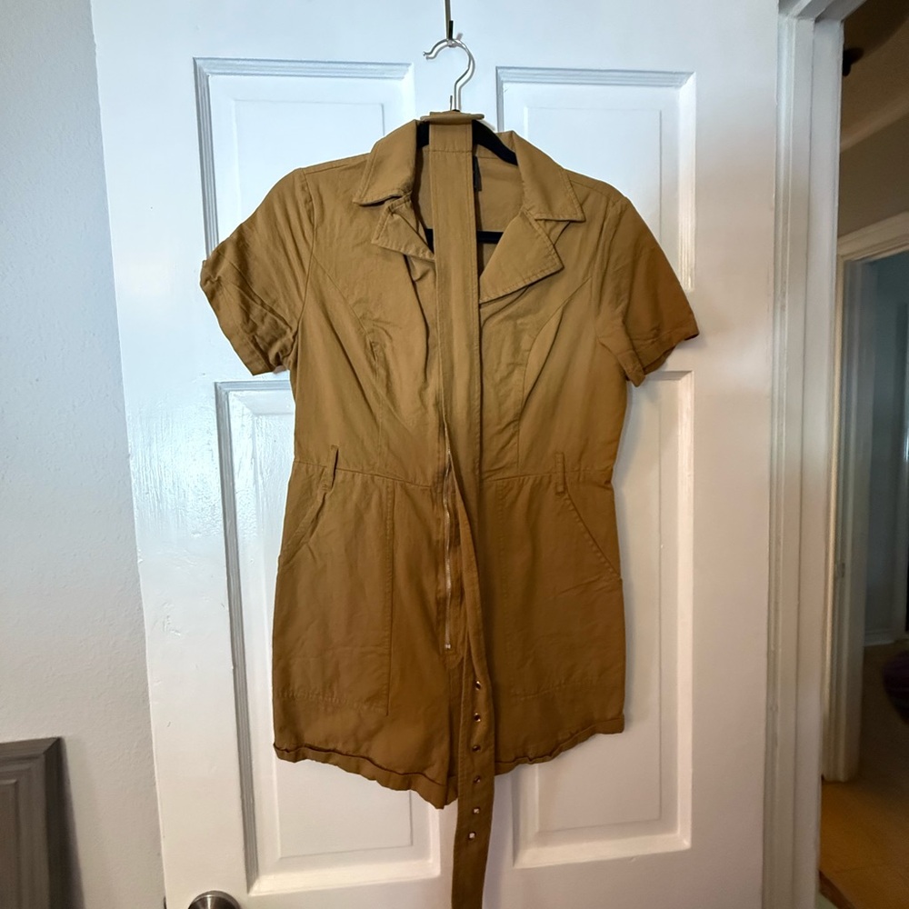Women's Tan Short-Sleeve Romper